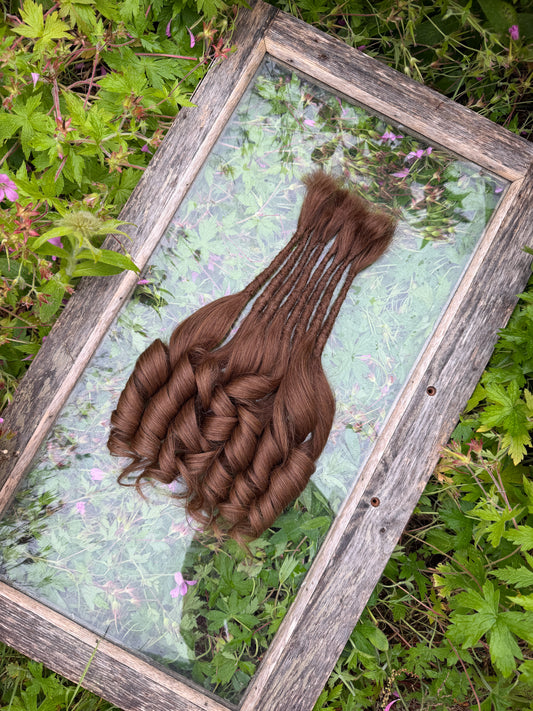 Ready to Ship Luxury Human Hair Dreadlocks Extensions - Set of 8 in Toffee Brown