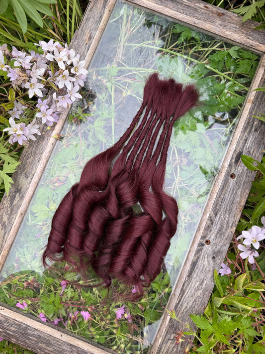 Ready to Ship Luxury Human Hair Dreadlock Extensions - Set of 7 in Mahogany Red