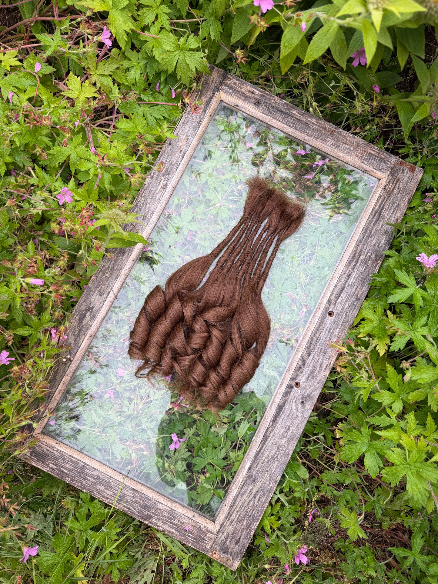 Ready to Ship Luxury Human Hair Dreadlocks Extensions - Set of 8 in Toffee Brown